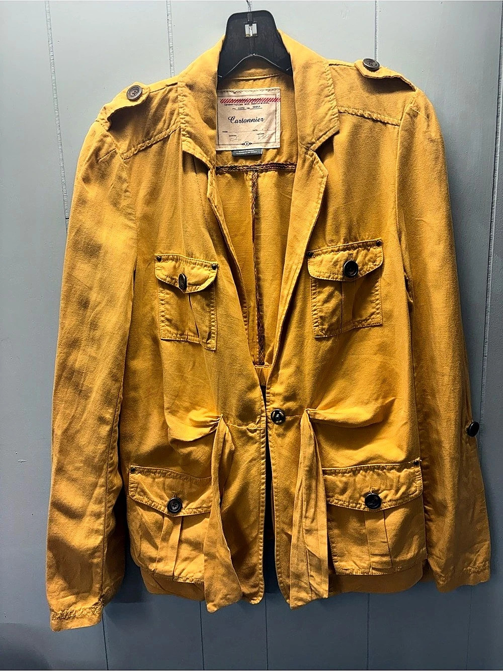 Cartonnier Mustard Yellow Linen Blend Utility Jacket